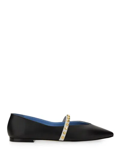 Alexander Mcqueen Studded Strap Ballerina Shoes In Black