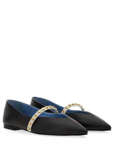 Alexander Mcqueen Studded Strap Ballerina Shoes In Black