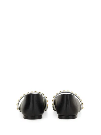 Alexander Mcqueen Studded Strap Ballerina Shoes In Black