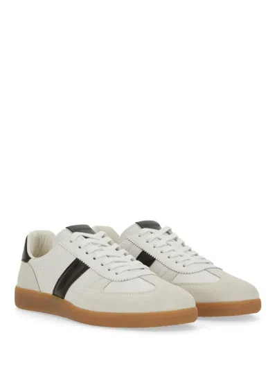 Tom Ford Archer White Low Top Sneakers With Logo Lettering On Tongue And Heel And Contrasting Heel In Leather In White