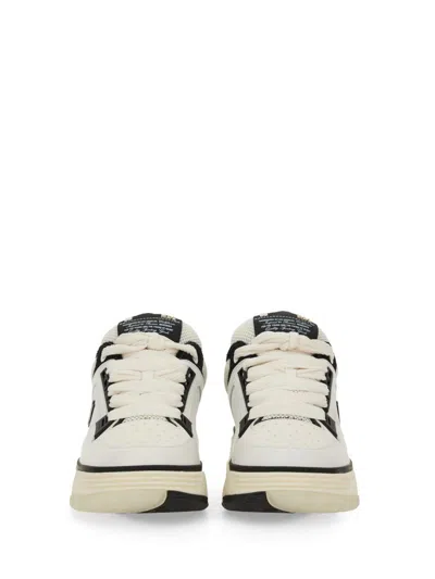 Amiri White And Black Chunky Sneakers With Logo Detail In Leather And Mixed Tech Fabrics Man In Neutral
