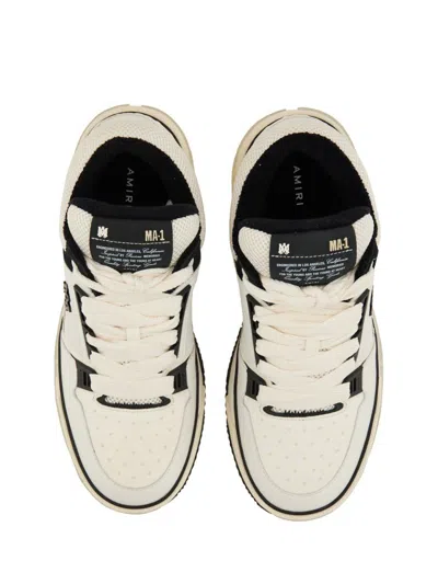Amiri White And Black Chunky Sneakers With Logo Detail In Leather And Mixed Tech Fabrics Man In Neutral