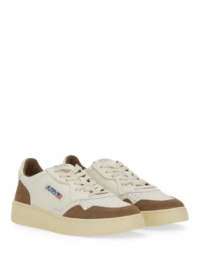 Autry Low Sneaker With Contrast Panels And Perforated Detailing In White