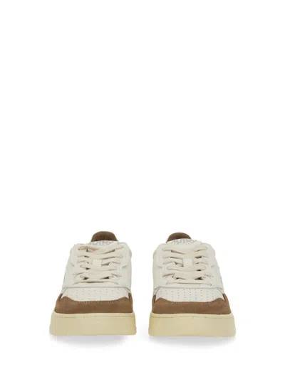Autry Low Sneaker With Contrast Panels And Perforated Detailing In White