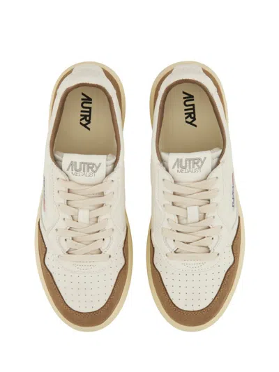Autry Low Sneaker With Contrast Panels And Perforated Detailing In White