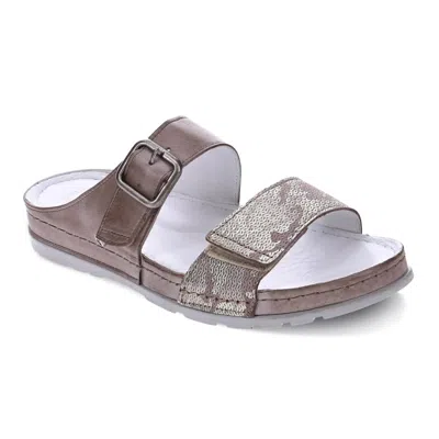Revere Women's Palma 2 Strap Slide Sandal In Taupe