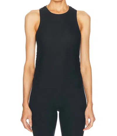 Beyond Yoga Featherweight Your Fit Shirred Tank Top In Darkest Night In Blue