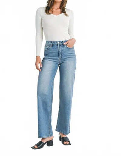 Jbd High Rise Straight Leg Jeans In Medium Denim In Blue