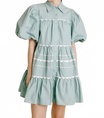 Aureum Ric Rac Mini Dress In Seafoam In Green
