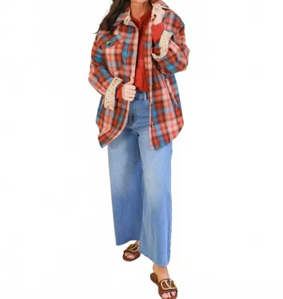 Ivy Jane Plaid Shacket In Multi In Red