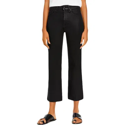 7 For All Mankind Womens Faux Leather Ankle High-waist Pants In Black