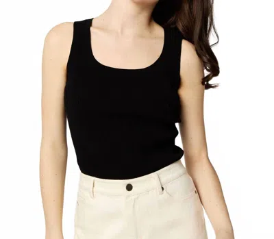 Ann Mashburn Nia Shell Ribbed Tank Top In Black Ice Cotton