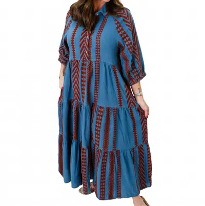 Ivy Jane Pattern & Tiered Dress In Multi In Blue