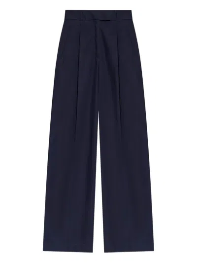 Apc A.p.c. Veronica Pleated Cotton Trousers Clothing In Blue