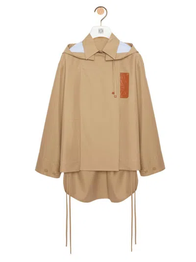 Loewe Parka Anagram Casual Jackets And Parka Beige In Green