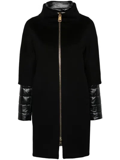 Herno Detachable-panels Virgin-wool Coat Clothing In Black