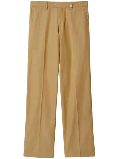 Burberry Straight-leg Cotton Trousers In Brown