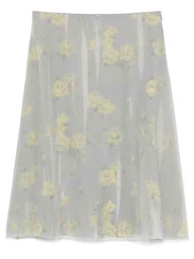 Acne Studios Layered Distressed Chiffon And Floral-print Crepe Skirt