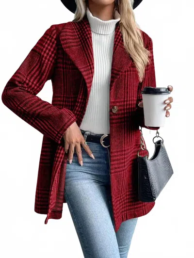 Miss Sparkling Plaid Blazer In Red