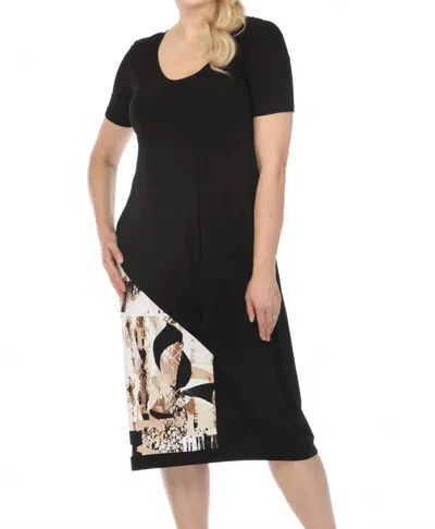 Joseph Ribkoff Abstract Print Short Sleeve Midi Cocoon T-shirt Dress In Black/multi In Black