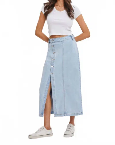 Cello Sammy Denim Midi Skirt In Light Wash Denim