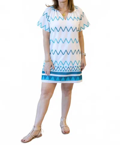 Willa Story Aegean Dress In Blue/white In White