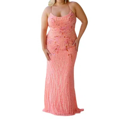 Primavera Corset Back Prom Dress In Coral In Pink