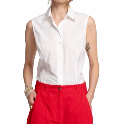 Frances Valentine Lizzie Pointed Collar Shell Blouse In White In White