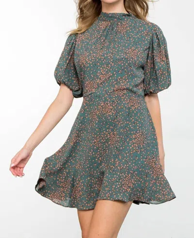 Thml Ditsy Flower Dress In Teal Rose In Gray