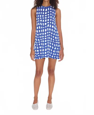 Simon Miller Zana Knit Mini Dress In Klein Blue Wavy Gingham In Blue