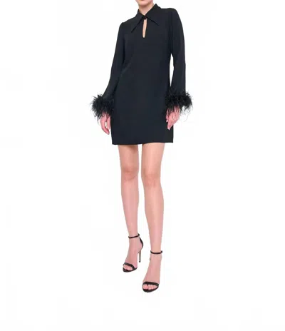 Flora Bea Fabulous Feather Dress In Black In Black