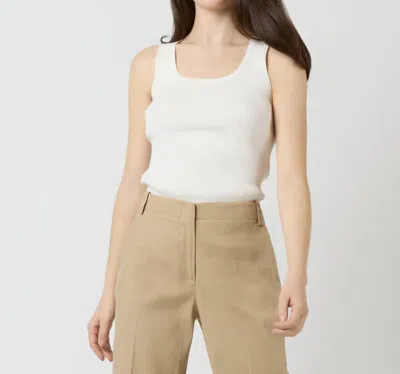 Ann Mashburn Nia Shell Ribbed Tank Top In Chalk Ice Cotton