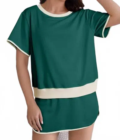 La Society Colorblock Edge Drop Shoulder T-shirt And Skirt Set In Green