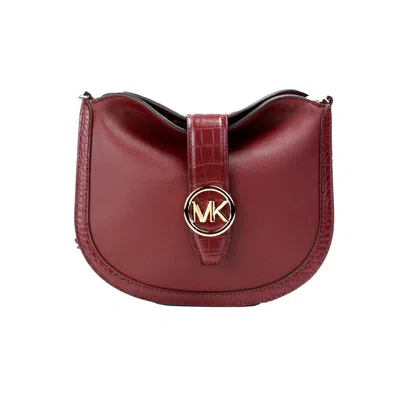 Michael Kors Women's Gabby Leather Foldover Hobo Crossbody Bag In Dark Cherry
