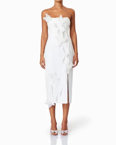 Elliatt Bethany Strapless Floral Midi Dress In White