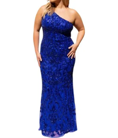 Primavera Stunning One-shoulder Prom Dress In Royal Blue In Blue