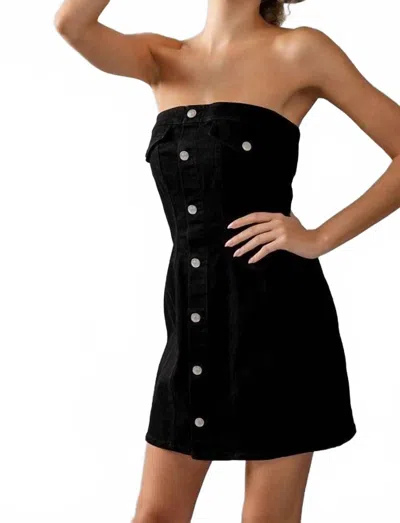 Urban Daizy Drew Strapless Denim Dress In Black In Black