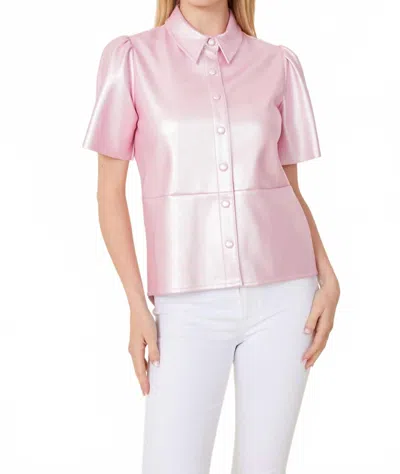 Dolce Cabo Metallic Vegan Leather Top In Orchid In Pink