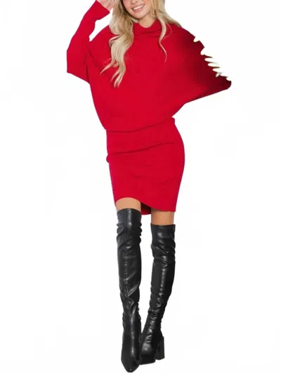 Winsome Sutton Long Sleeve Midi Length Sweater Dress In Red