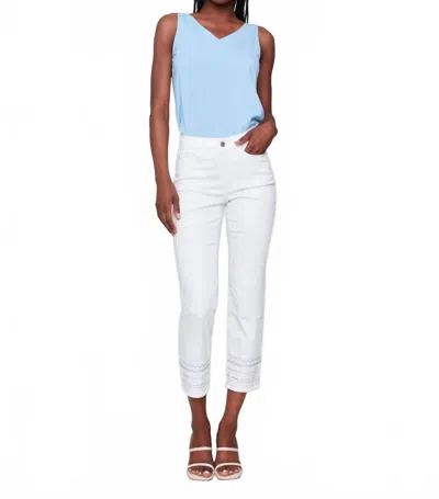 Charlie B Embroidered Hem Slim Jeans In White