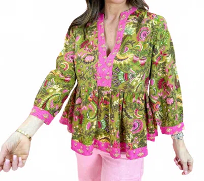 Ivy Jane Peplum Kantha Stitch Top In Multi