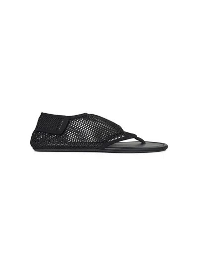 Alaïa Women Black Fishnet Fabric Thing Sandals