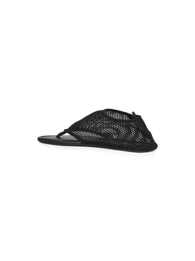 Alaïa Women Black Fishnet Fabric Thing Sandals