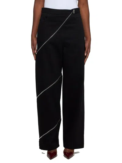 Alaïa Womens Noir Alaia Spiral Two-patch-pockets Wide-leg High-rise Denim-blend Trousers In Black