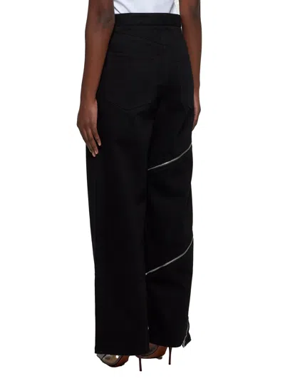 Alaïa Womens Noir Alaia Spiral Two-patch-pockets Wide-leg High-rise Denim-blend Trousers In Black
