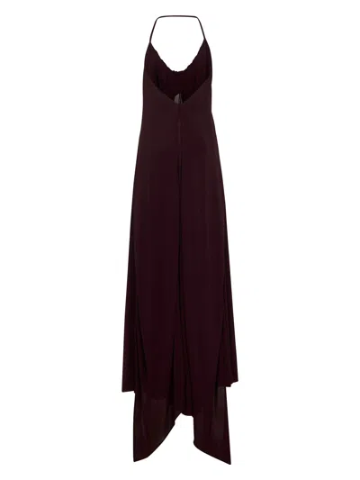 Alaïa Burgundy Jersey Long Cross Dress In Burgundy