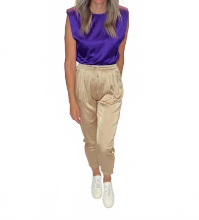 Glam High Class String, Jogger Pants In Gold In Blue