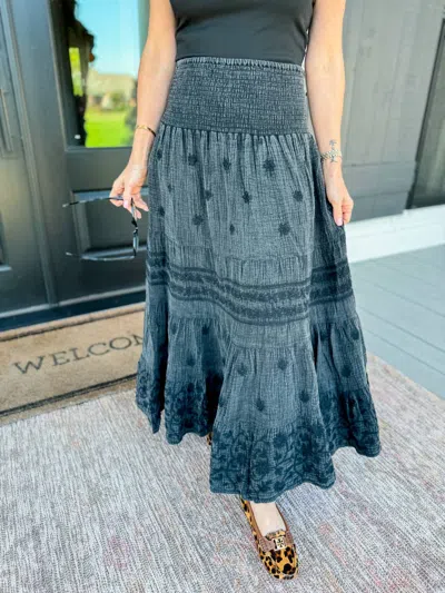 Ivy Jane Gauzee Embroidered Skirt In Dark In Blue