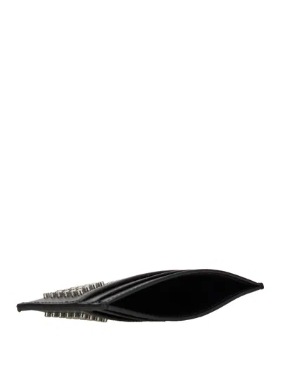 Alexander Mcqueen Black Card-holder With Silver-finished Studs In Leather Man