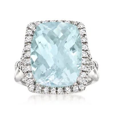 Ross-simons Aquamarine And . Diamond Ring In 14kt White Gold